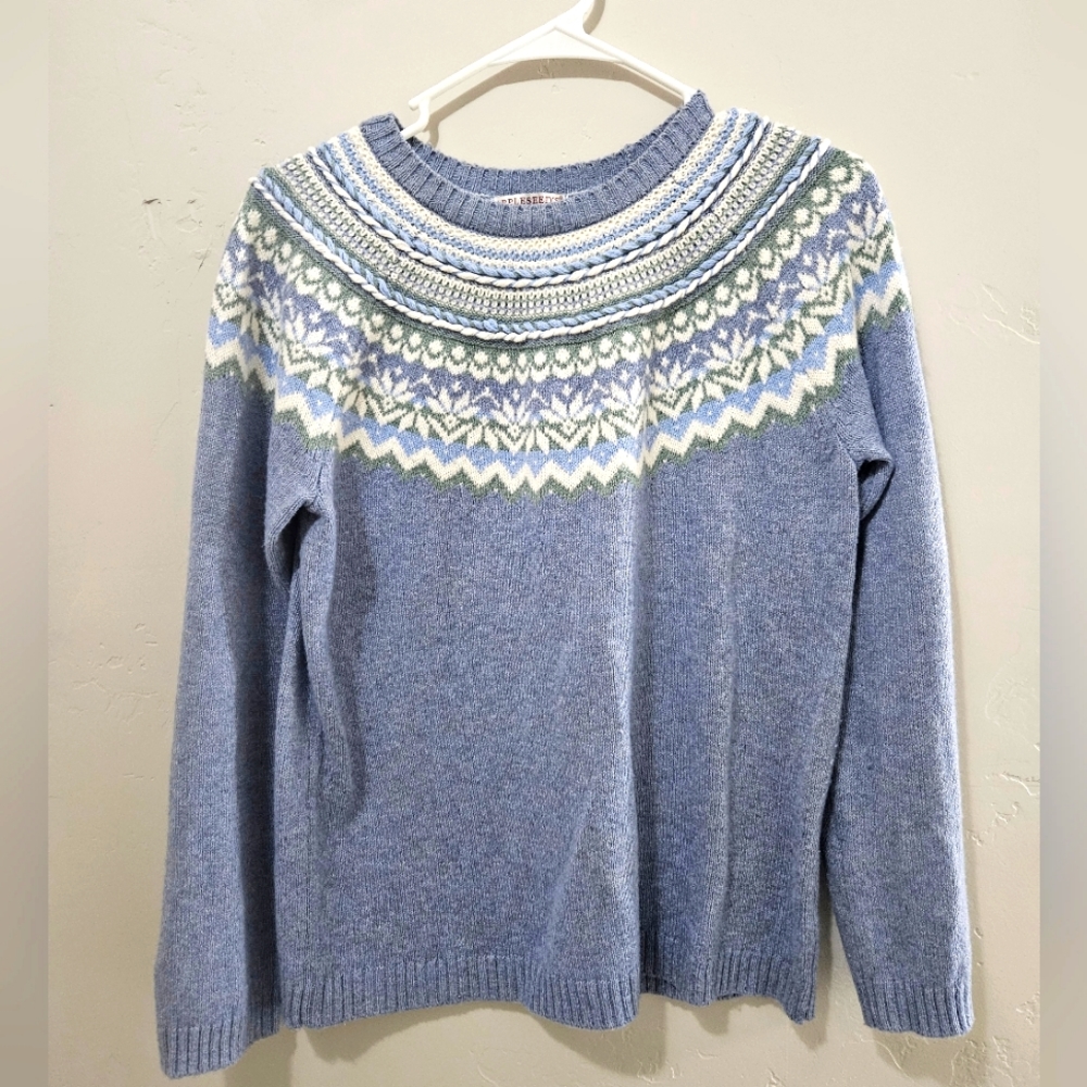 Appleseed’s Limited Edition Wool Blend Fair Isle Sweater Size Small